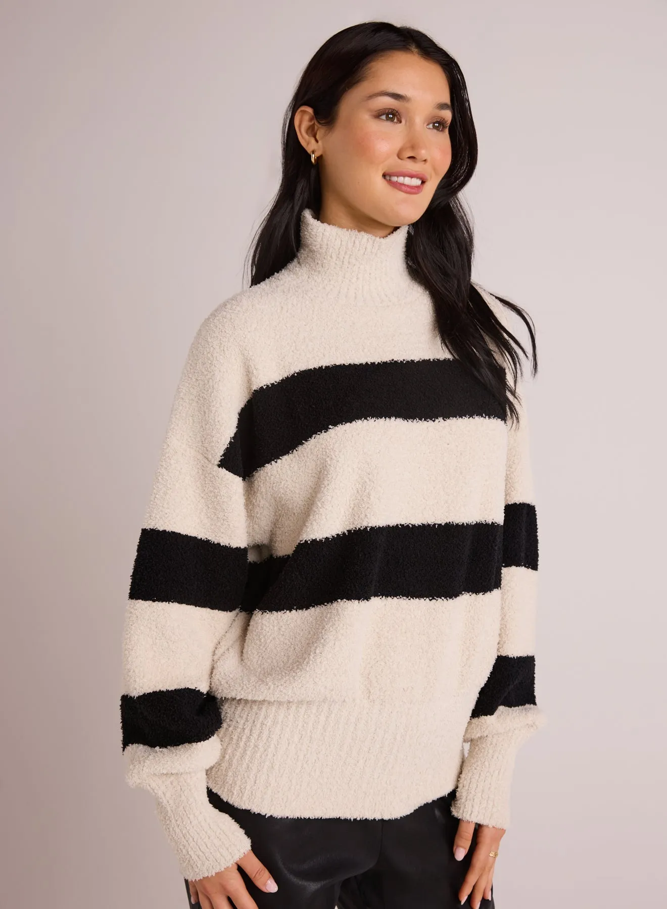 Plush Striped Turtleneck Sweater - Bone & Black sold by Bella Dahl product image thumbnail 3