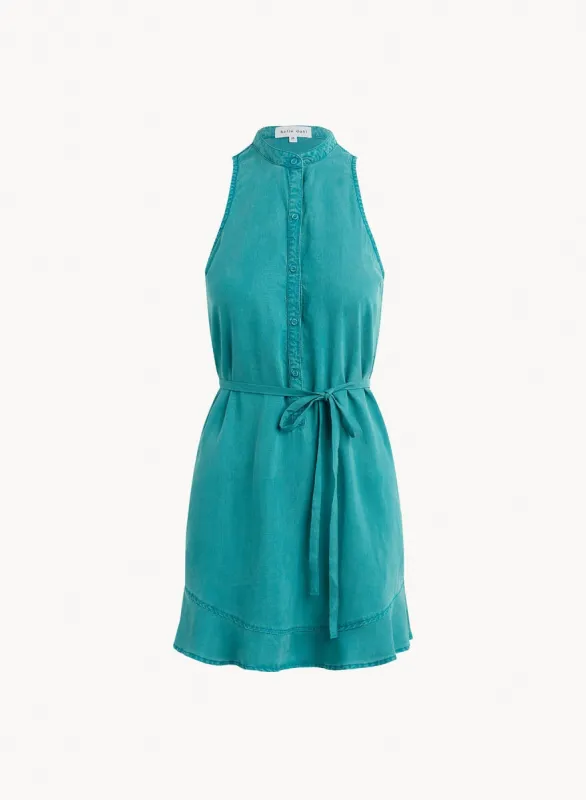 Sleeveless Ruffle Hem Placket Dress - Deep Azure sold by Bella Dahl