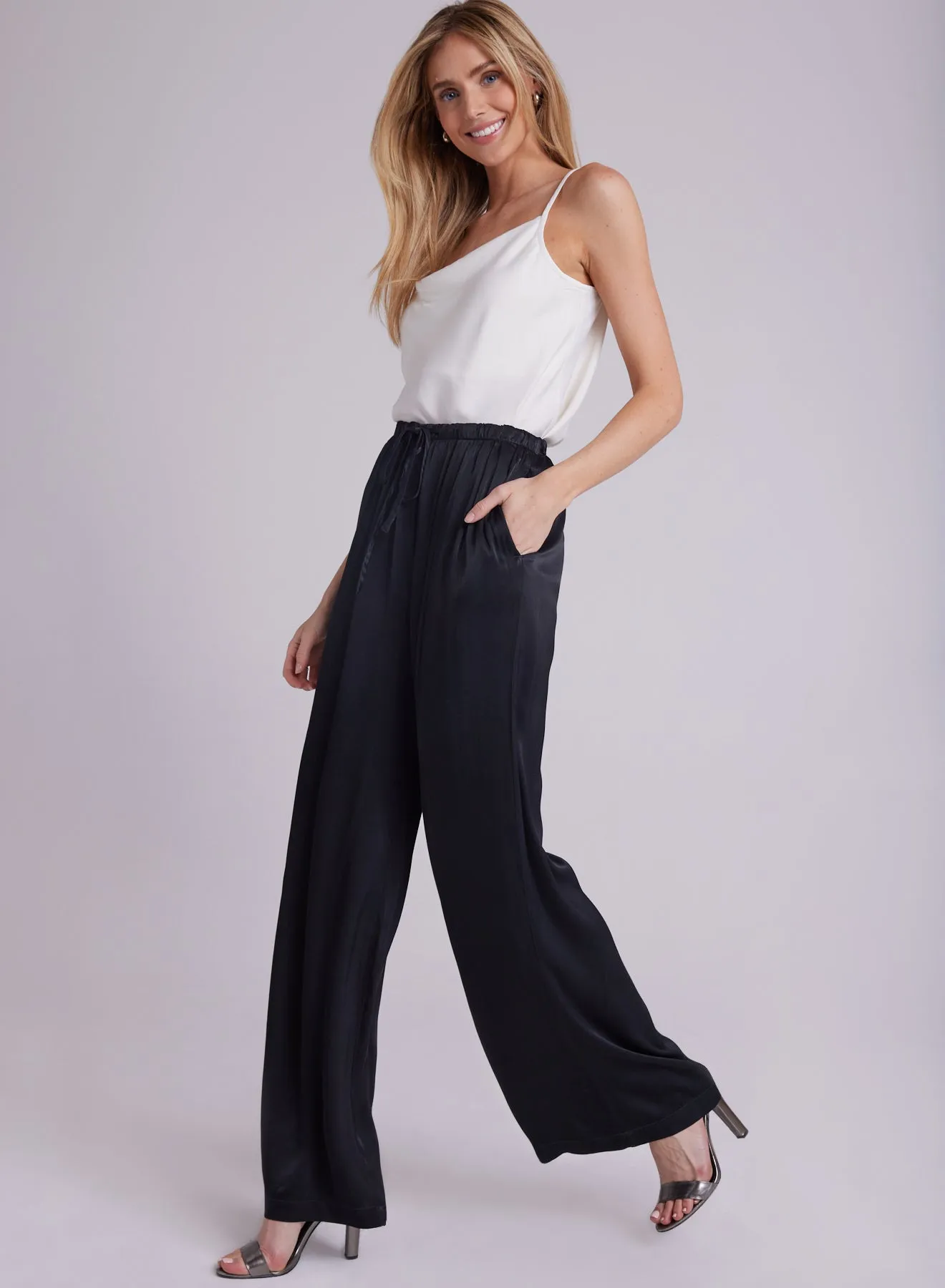 Satin Pleated Wide Leg Pant - Black sold by Bella Dahl product image thumbnail 2