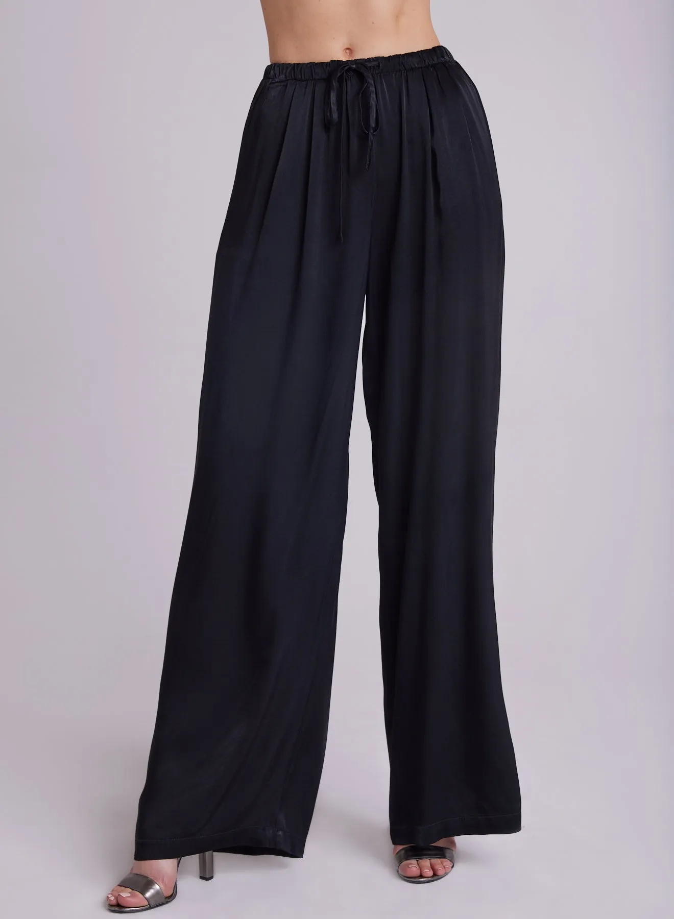 Satin Pleated Wide Leg Pant - Black sold by Bella Dahl product image thumbnail 3