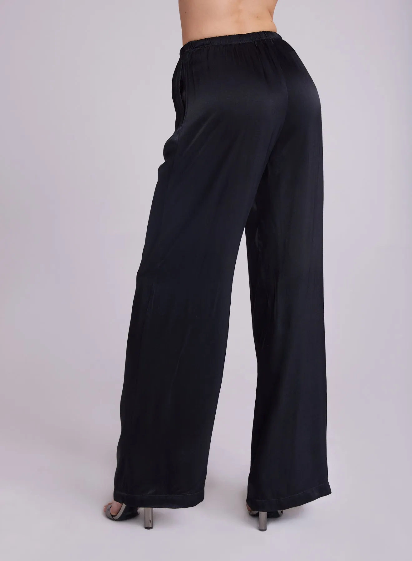 Satin Pleated Wide Leg Pant - Black sold by Bella Dahl product image thumbnail 4