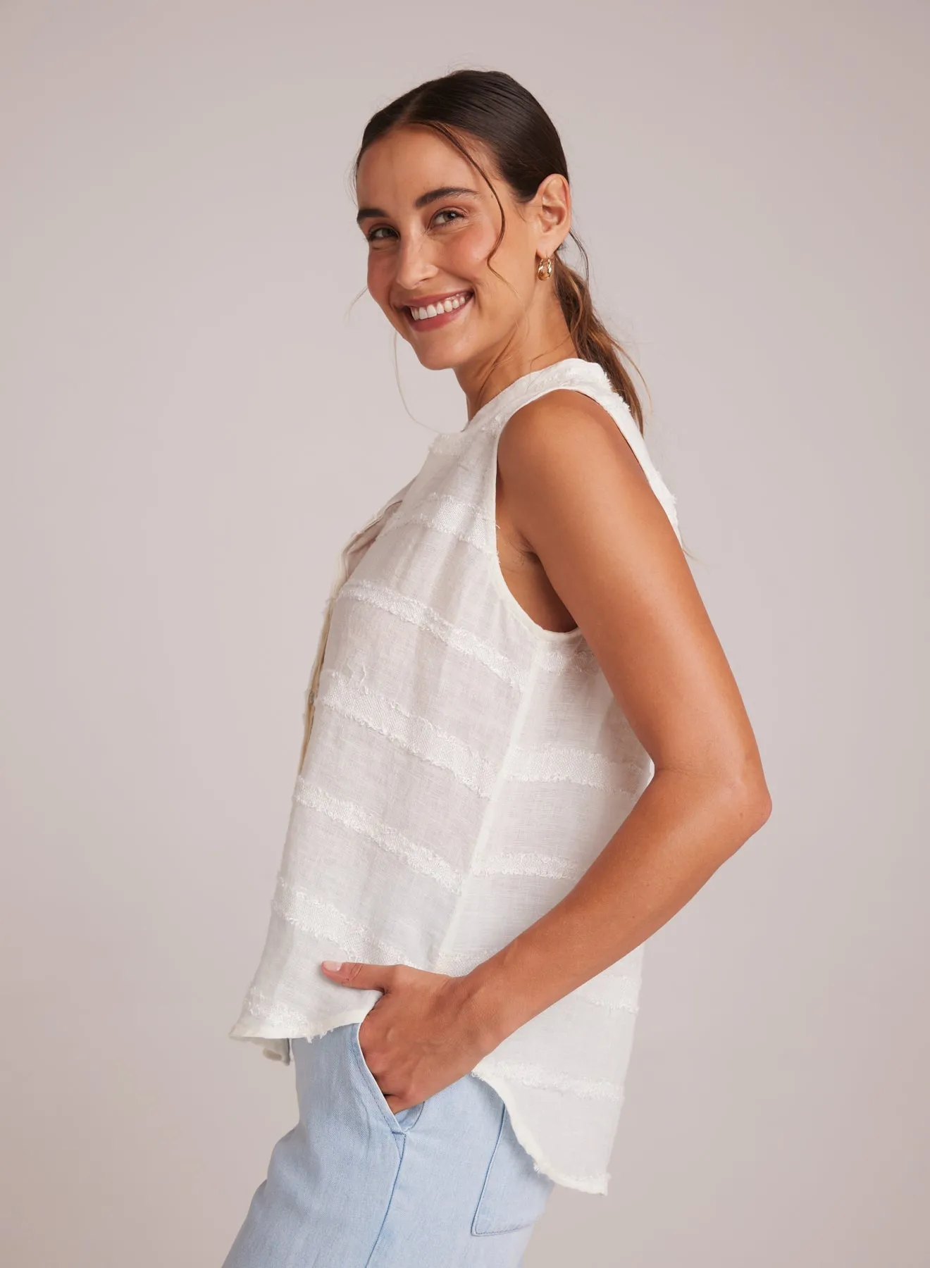 Sleeveless Hidden Placket Button Down - White sold by Bella Dahl product image thumbnail 3