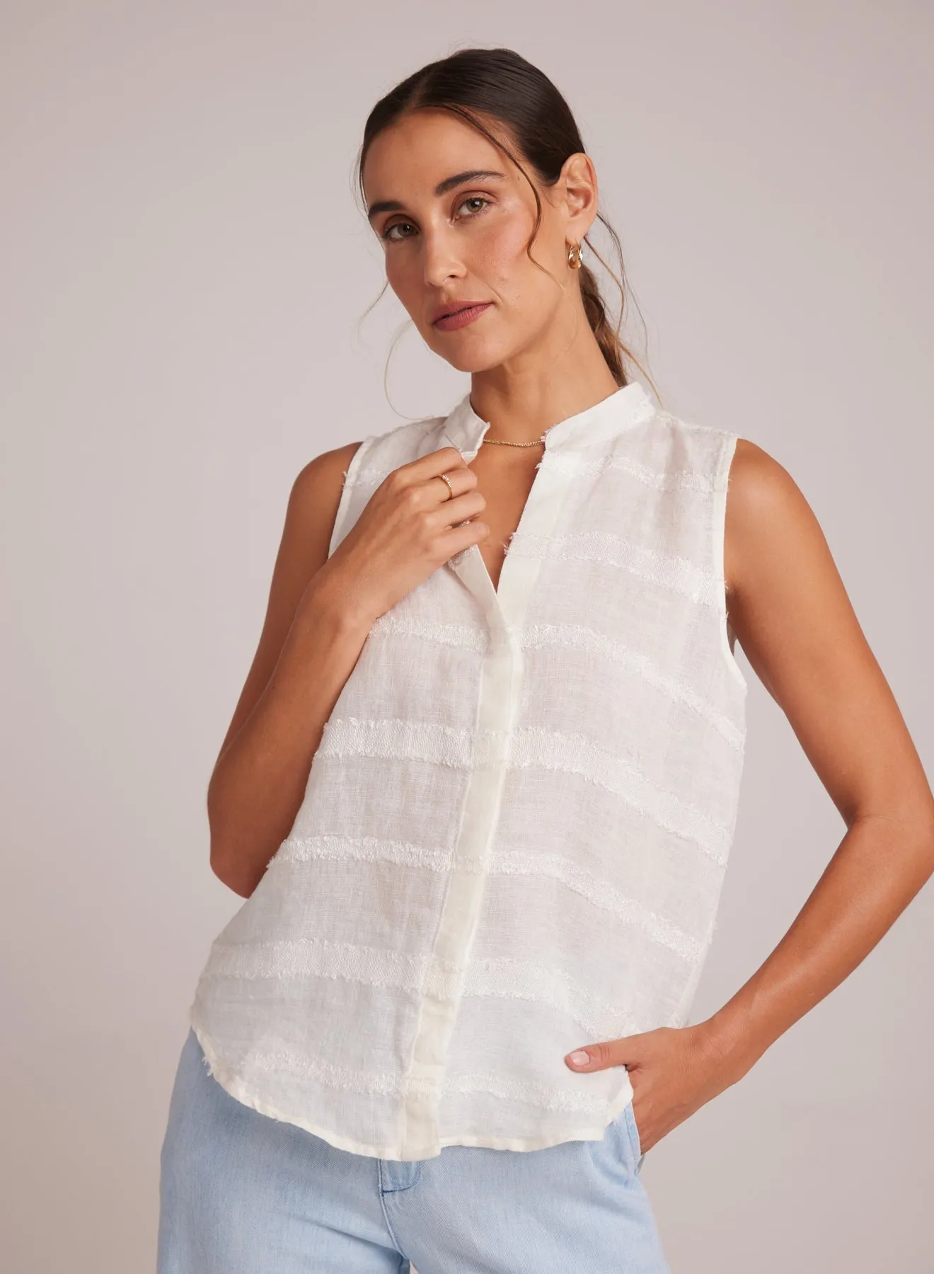 Sleeveless Hidden Placket Button Down - White sold by Bella Dahl product image thumbnail 4