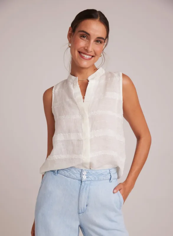 Sleeveless Hidden Placket Button Down - White sold by Bella Dahl