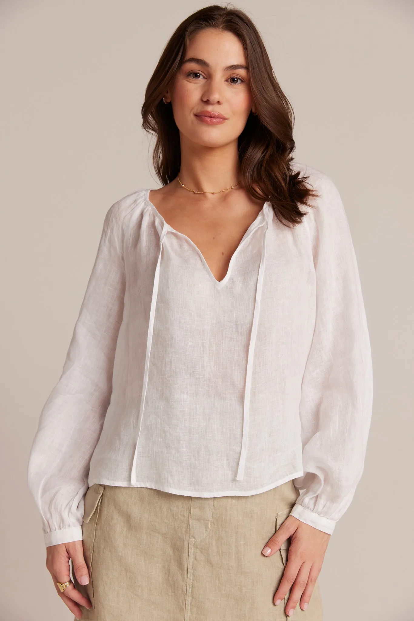Shirred Linen Raglan Blouse - White sold by Bella Dahl product image thumbnail 3