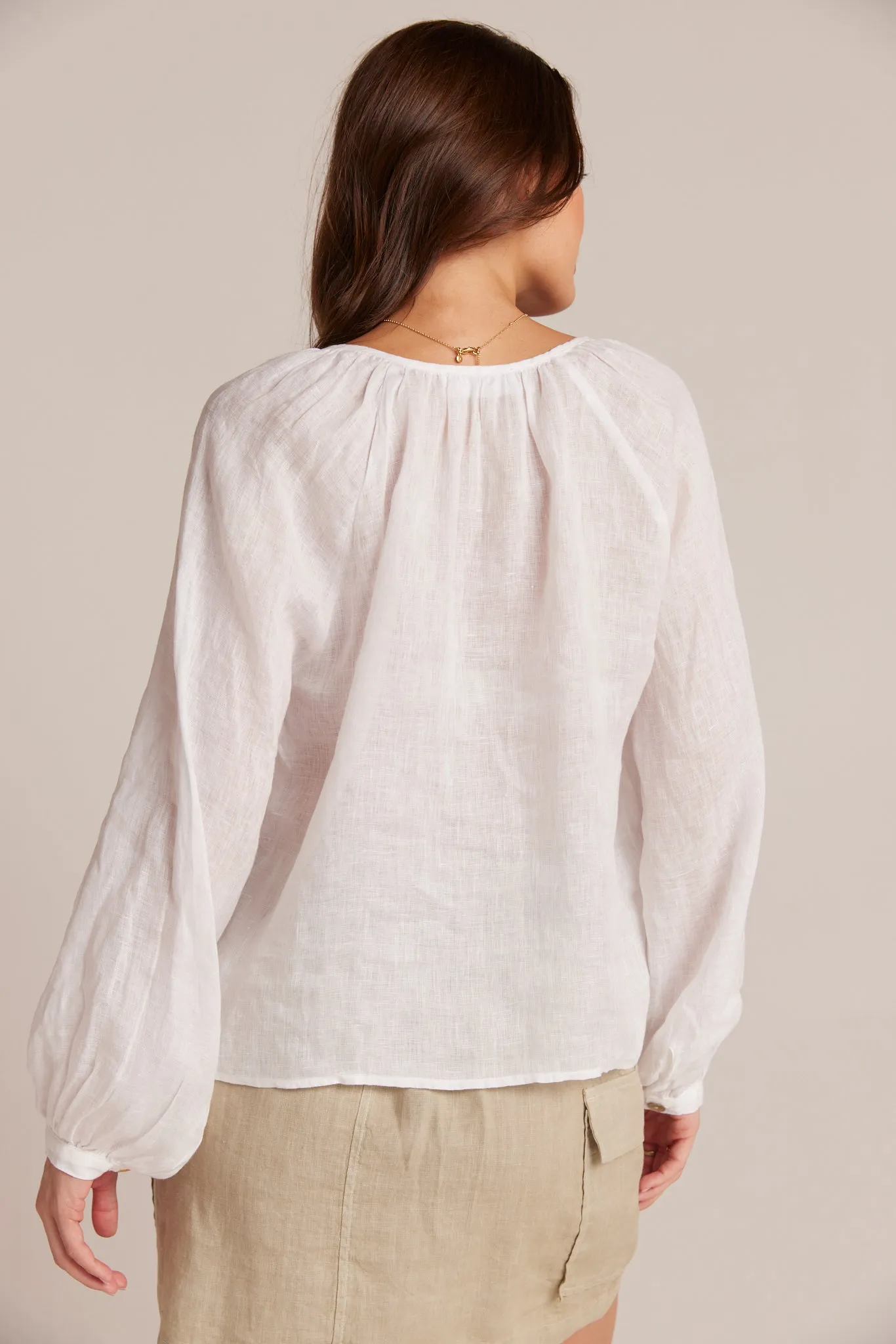 Shirred Linen Raglan Blouse - White sold by Bella Dahl product image thumbnail 2
