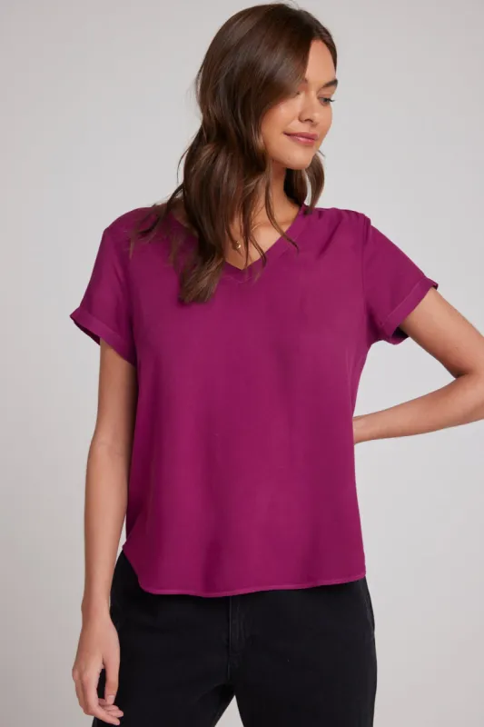 V-Neck Tee - Dark Magenta sold by Bella Dahl