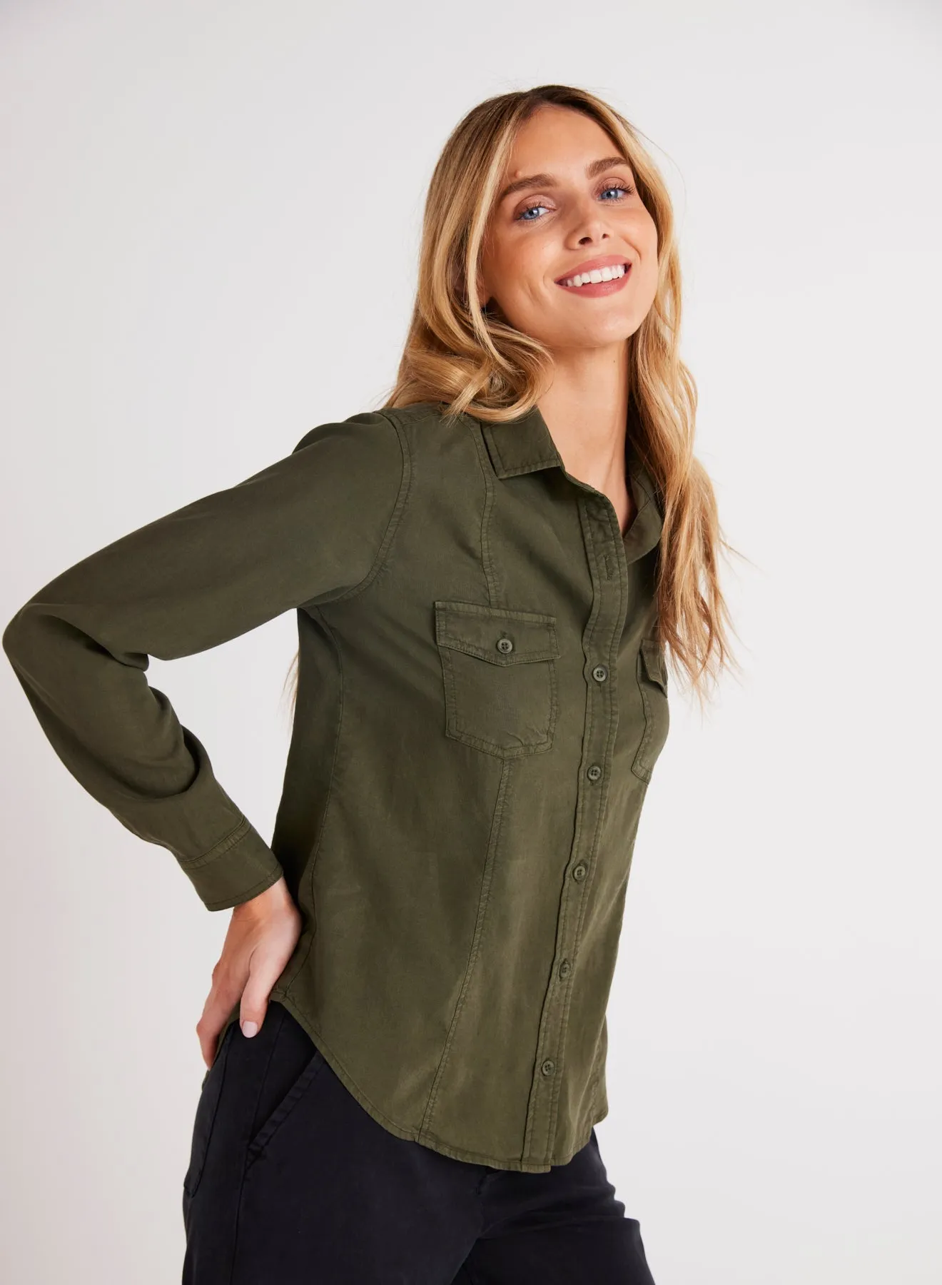 Long Sleeve Seamed Shirt - Italian Herb sold by Bella Dahl product image thumbnail 3