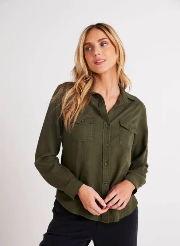 Long Sleeve Seamed Shirt - Italian Herb made by Bella Dahl