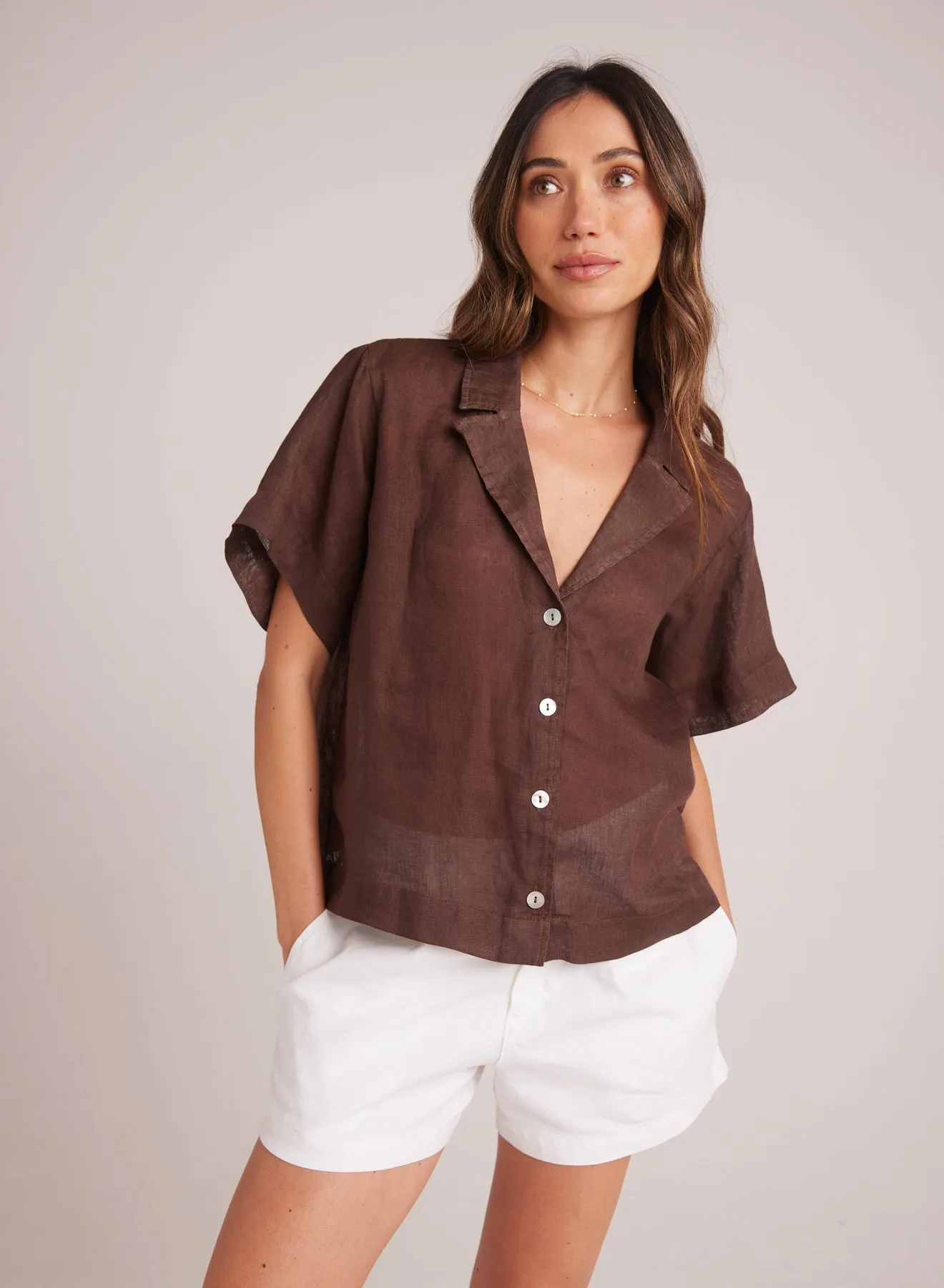 Short Sleeve Flowy Button Down - Cocoa Cabana sold by Bella Dahl