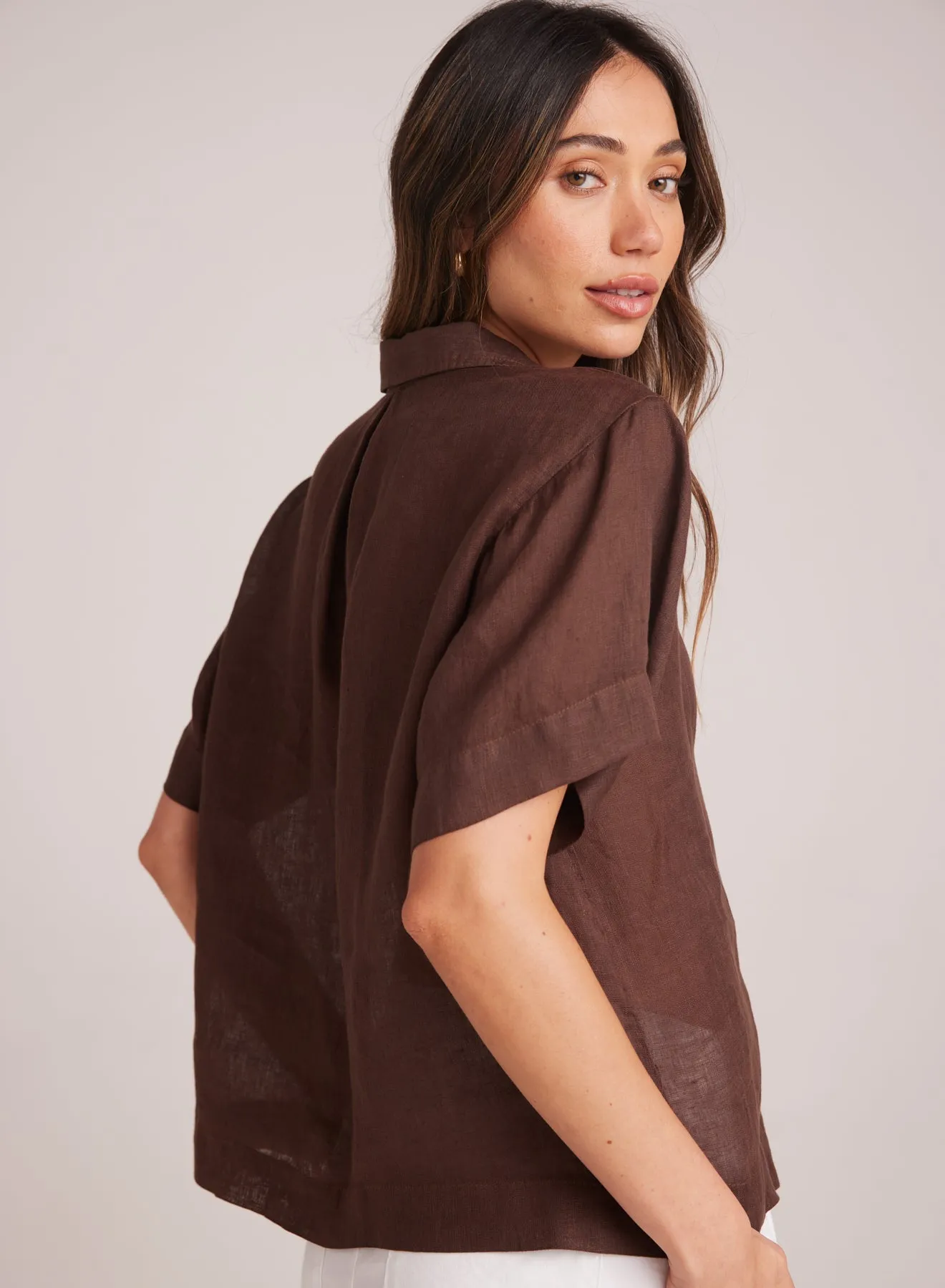 Short Sleeve Flowy Button Down - Cocoa Cabana sold by Bella Dahl product image thumbnail 2