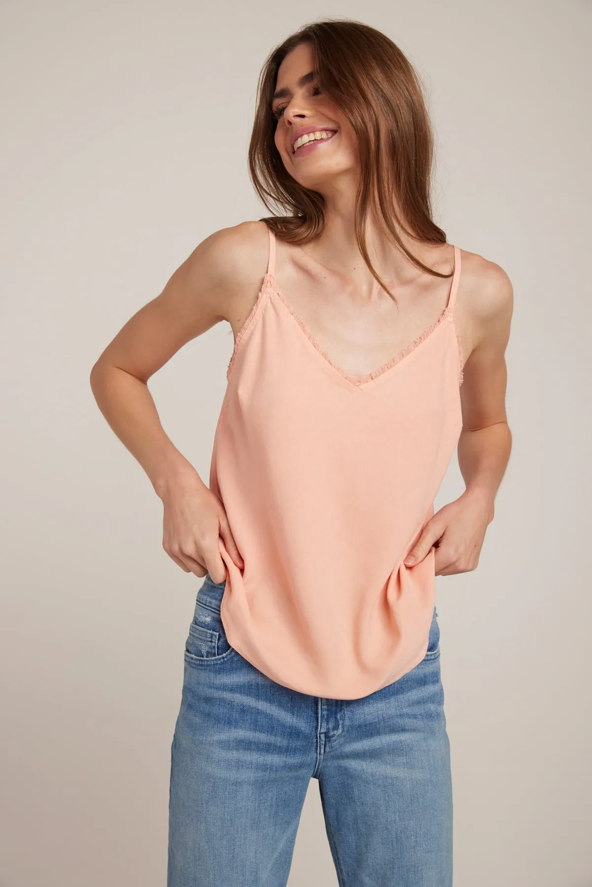 Frayed Tencel Cami - Sunset Coral sold by Bella Dahl