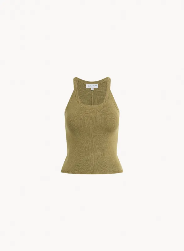 Rounded Neck Linen Jersey Tank - Dried Herb sold by Bella Dahl