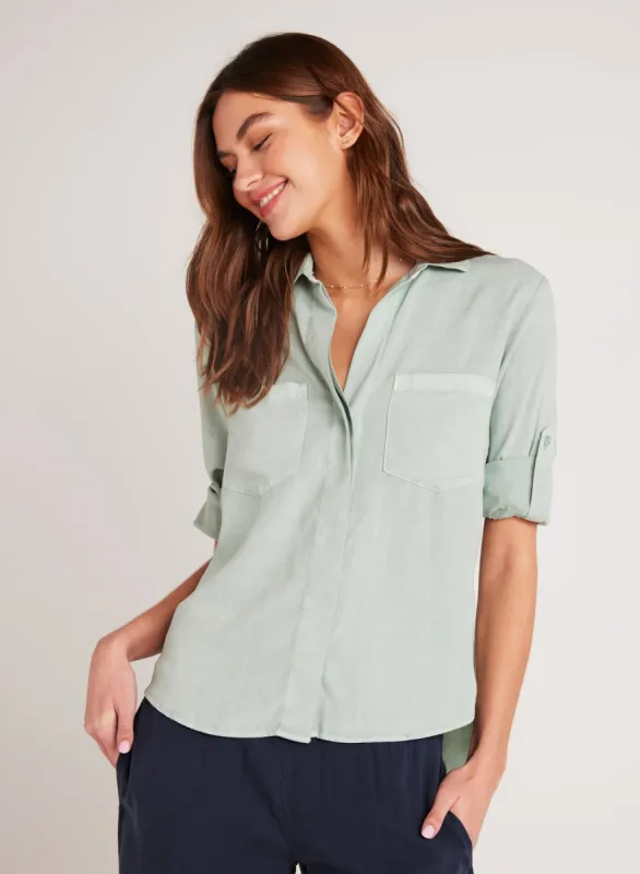 Split Back Button Down - Oasis Green sold by Bella Dahl