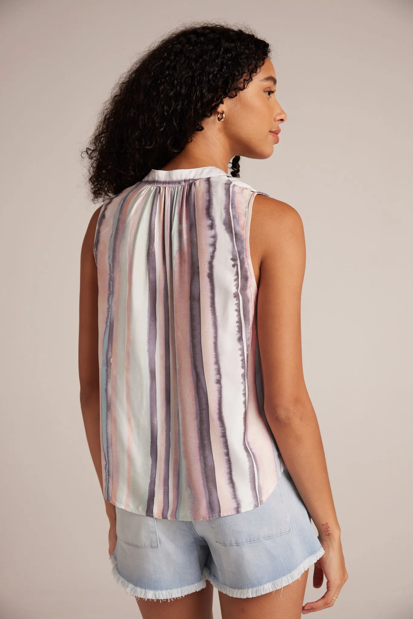 Sleeveless Shirred Shoulder Blouse - Coastal Stripe Print sold by Bella Dahl product image thumbnail 2