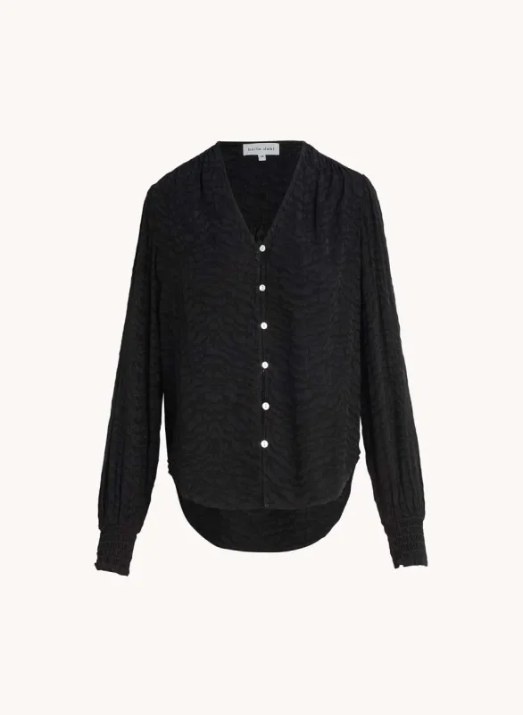 Smocked Cuff Button Down - Black sold by Bella Dahl