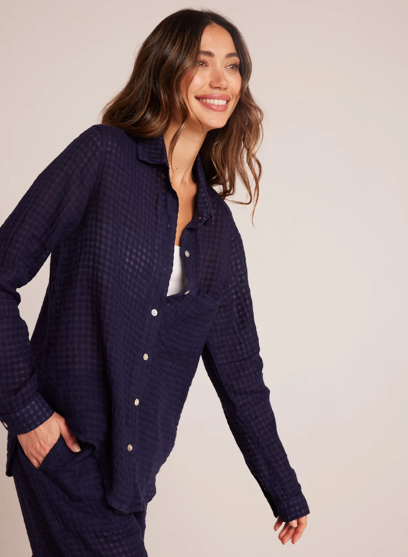 Oversized Pocket Button Down - Tropic Navy sold by Bella Dahl product image thumbnail 3