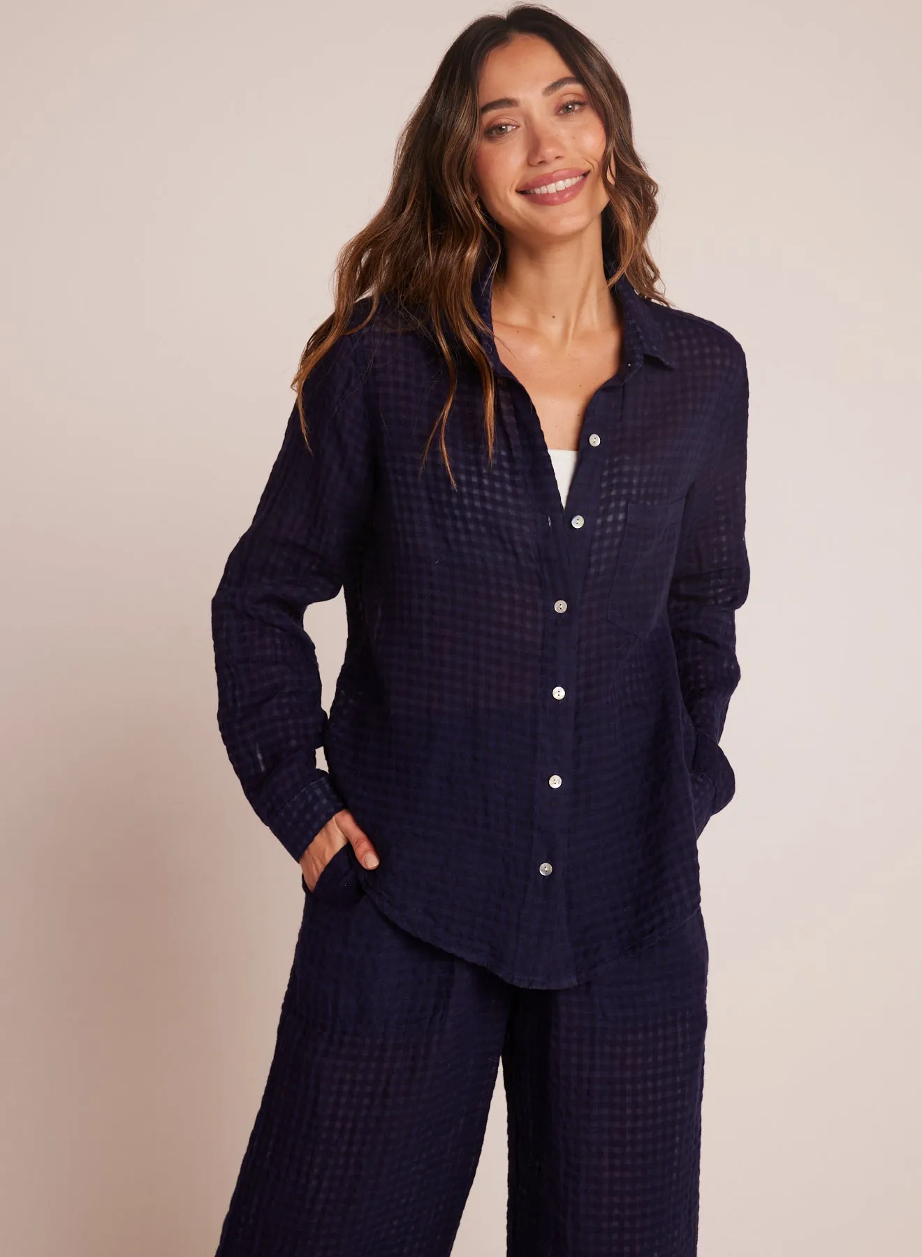 Oversized Pocket Button Down - Tropic Navy sold by Bella Dahl