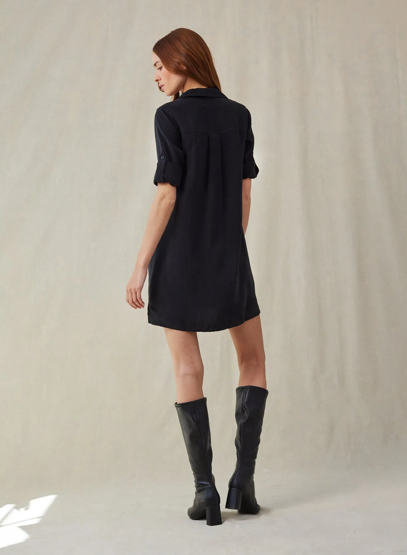 Long Sleeve A Line Shirt Dress - Vintage Black sold by Bella Dahl product image thumbnail 2