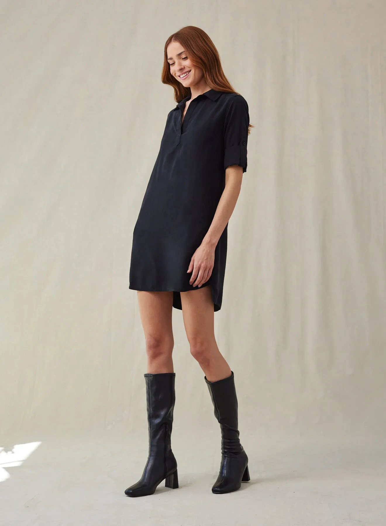 Long Sleeve A Line Shirt Dress - Vintage Black sold by Bella Dahl product image thumbnail 3