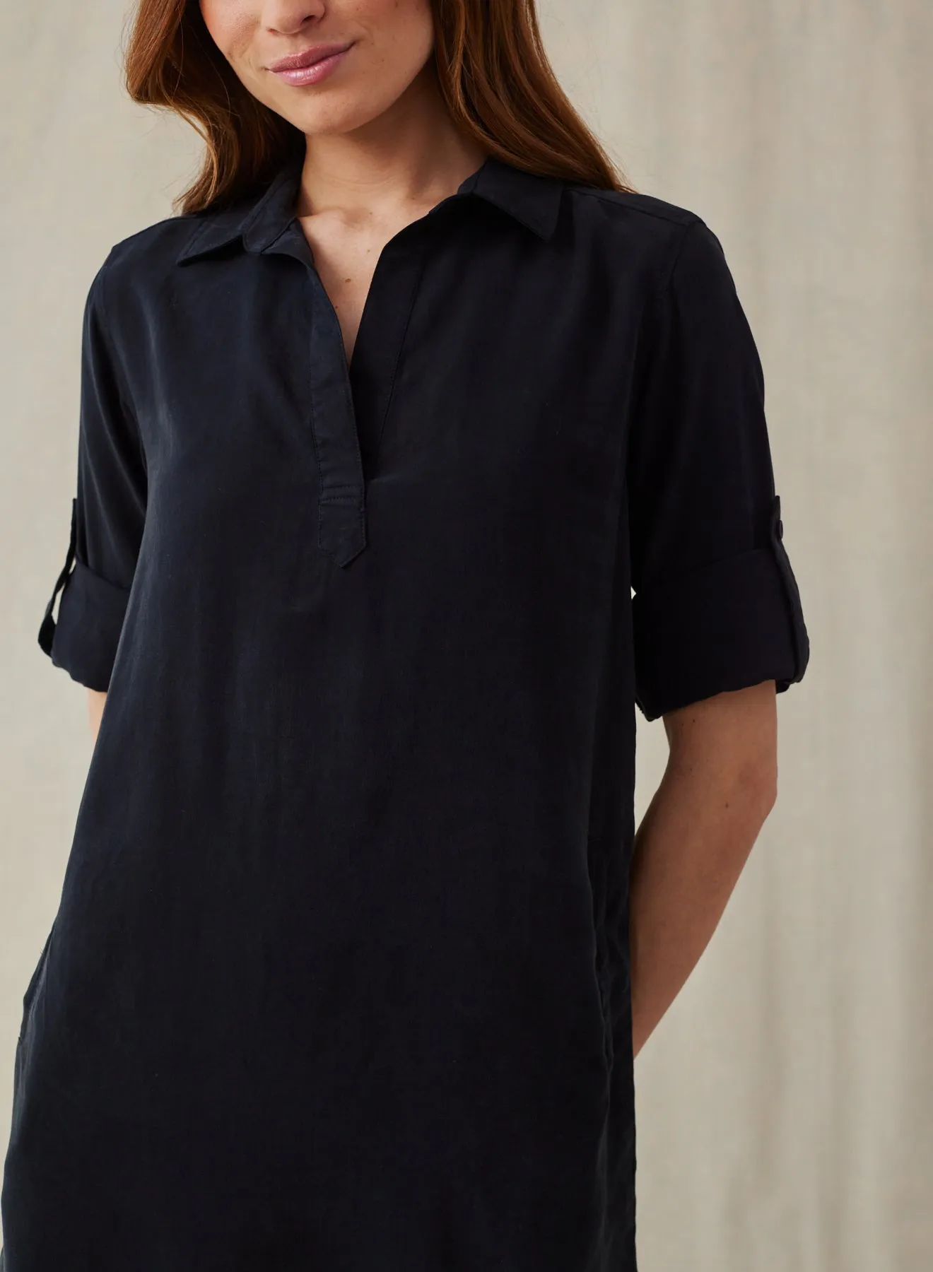 Long Sleeve A Line Shirt Dress - Vintage Black sold by Bella Dahl product image thumbnail 4