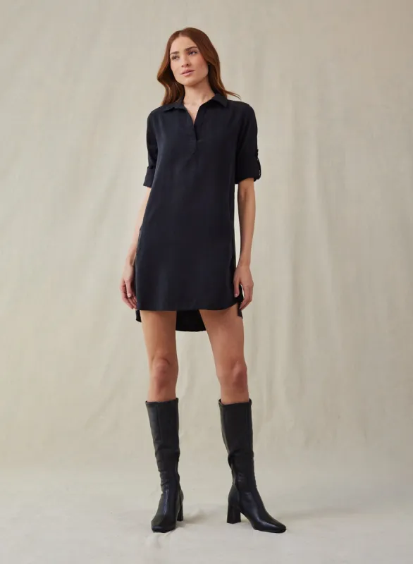 Long Sleeve A Line Shirt Dress - Vintage Black sold by Bella Dahl