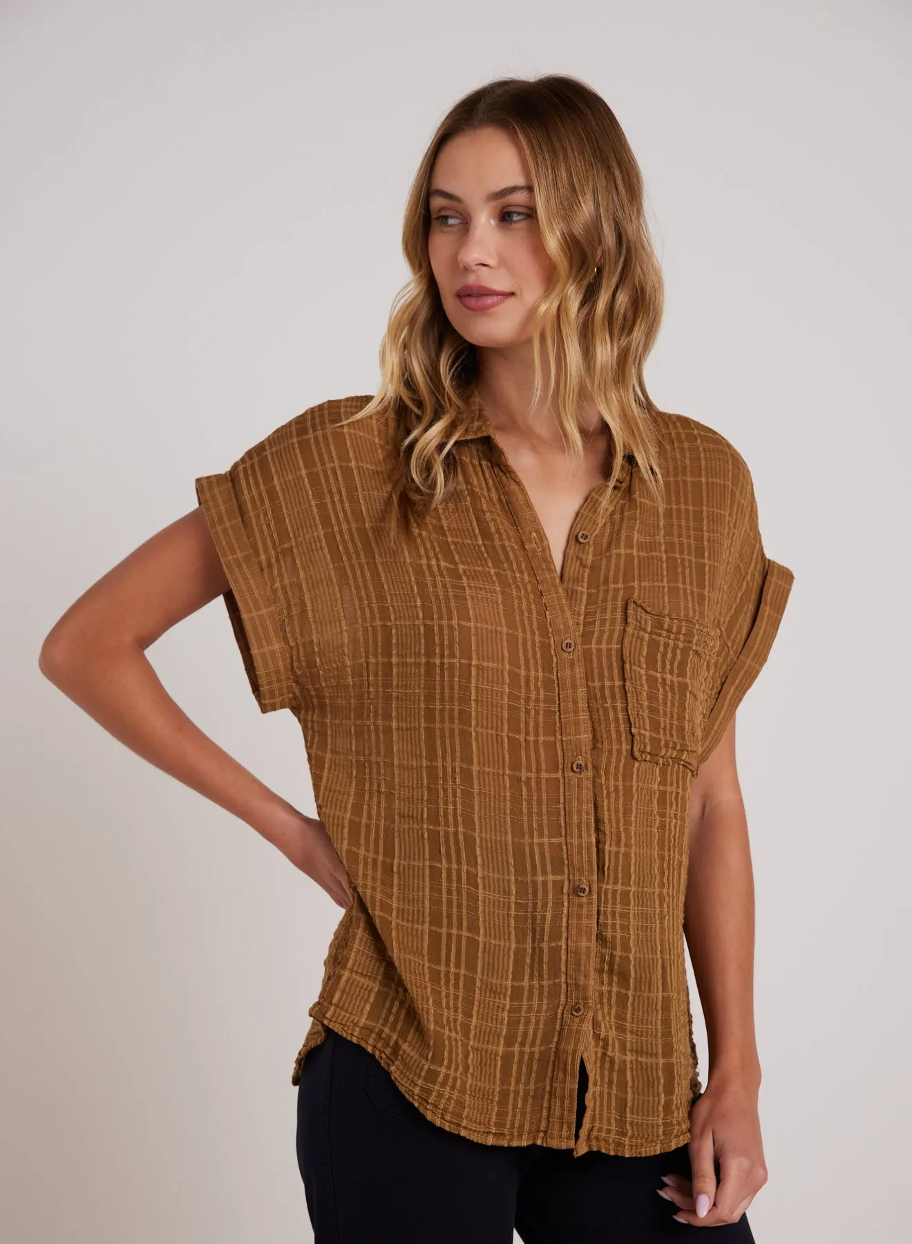 Short Sleeve Pocket Button Down - Topaz Gold sold by Bella Dahl product image thumbnail 3