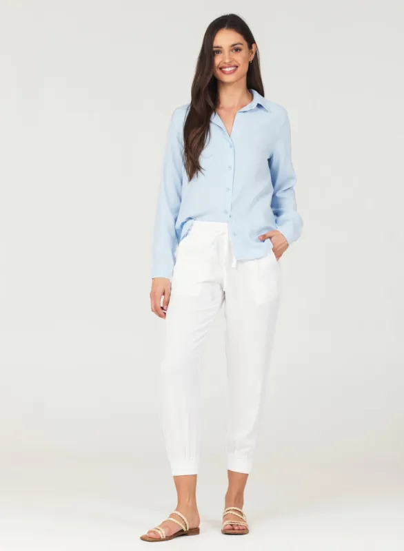 Easy Drawstring Jogger - White sold by Bella Dahl