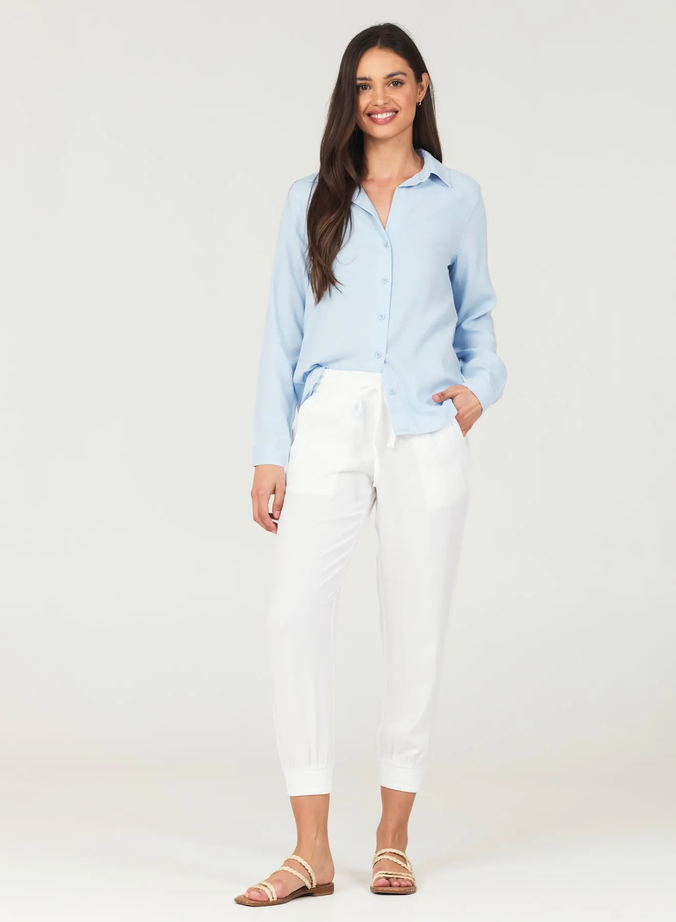 Easy Drawstring Jogger - White sold by Bella Dahl