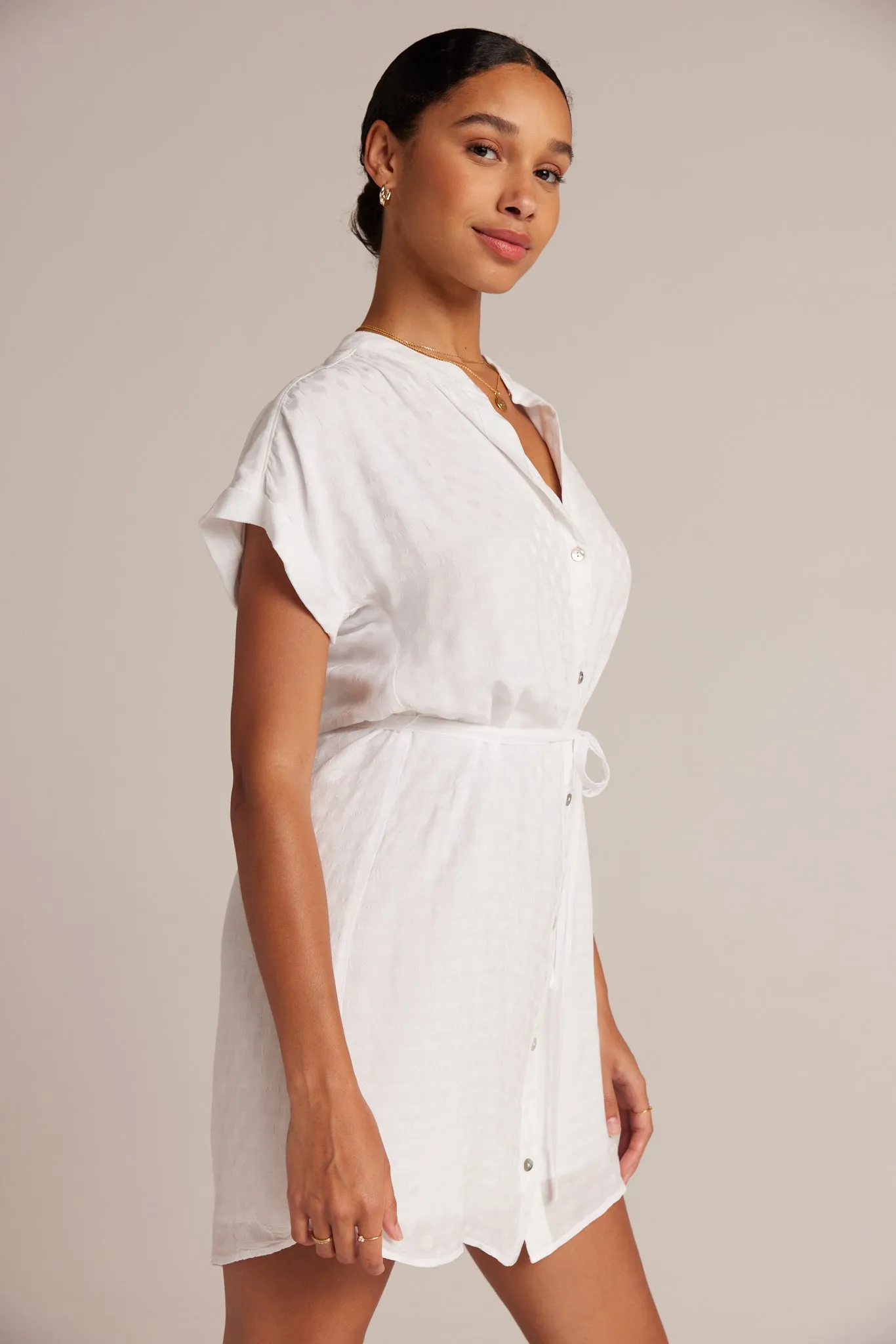 Belted Shirred Dress - White sold by Bella Dahl product image thumbnail 3