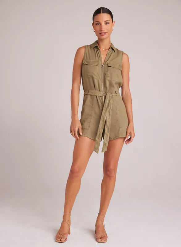 Zip Front Romper - French Olive sold by Bella Dahl