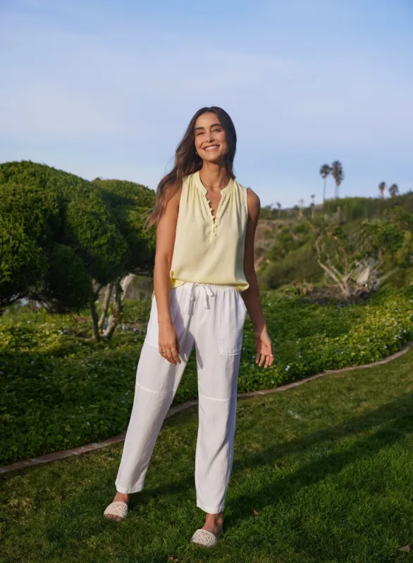 Utility Tie Waist Trouser - White sold by Bella Dahl