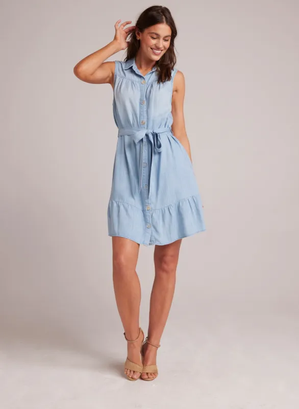 Gathered Ruffle Shirt Dress - Caribbean Wash sold by Bella Dahl