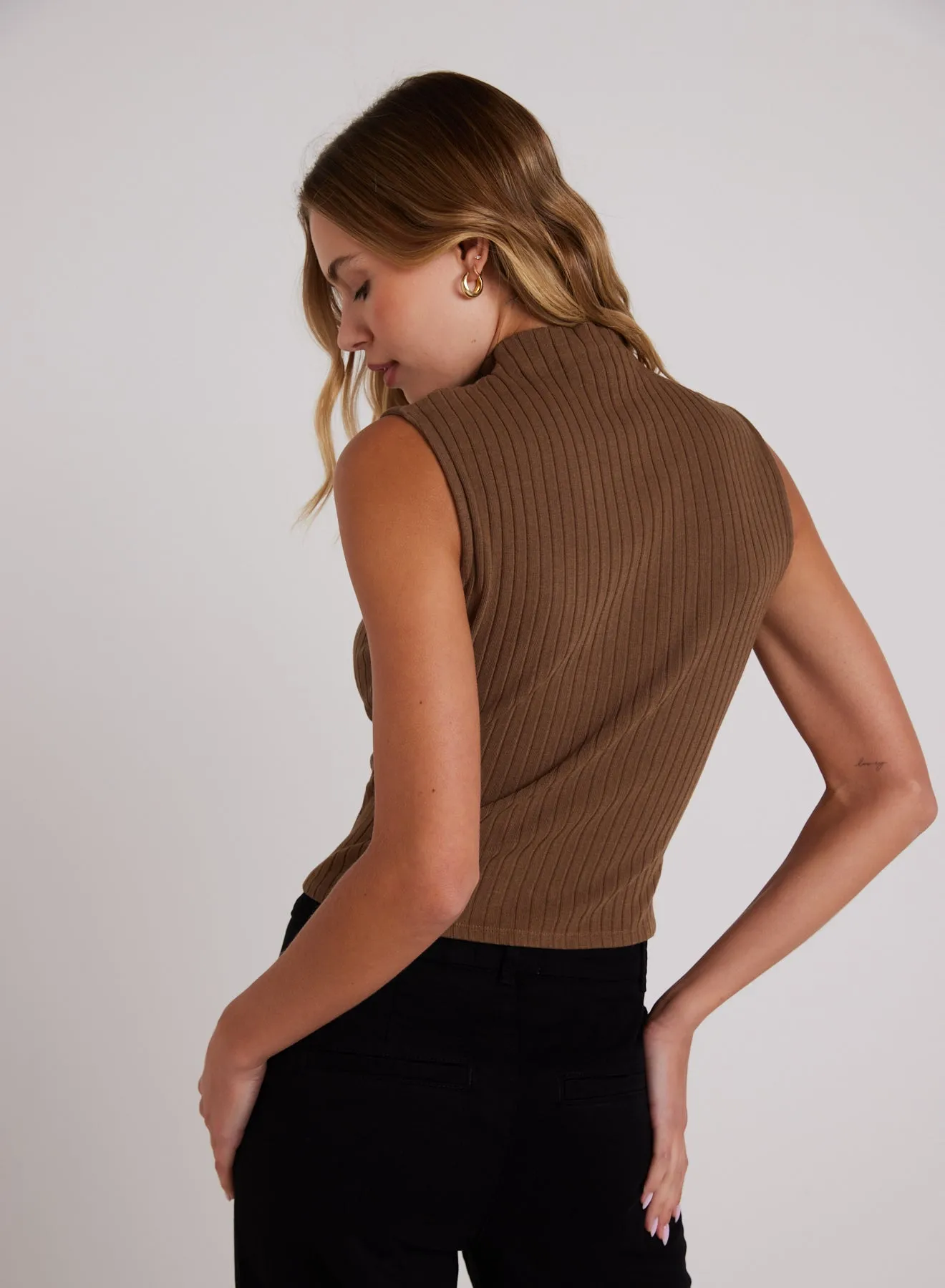 Rib Mock Neck Top - Olive Bronze sold by Bella Dahl product image thumbnail 2