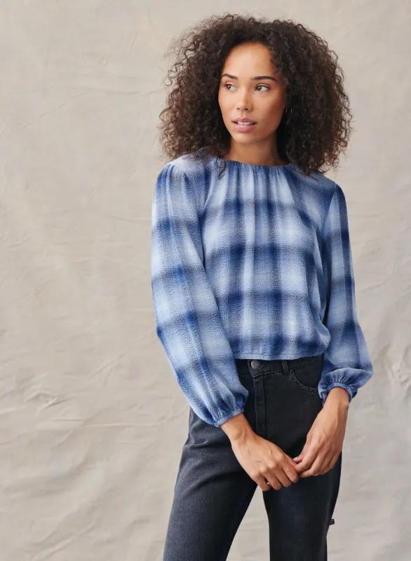 Elastic Shirred Top - Indigo Heather Plaid sold by Bella Dahl