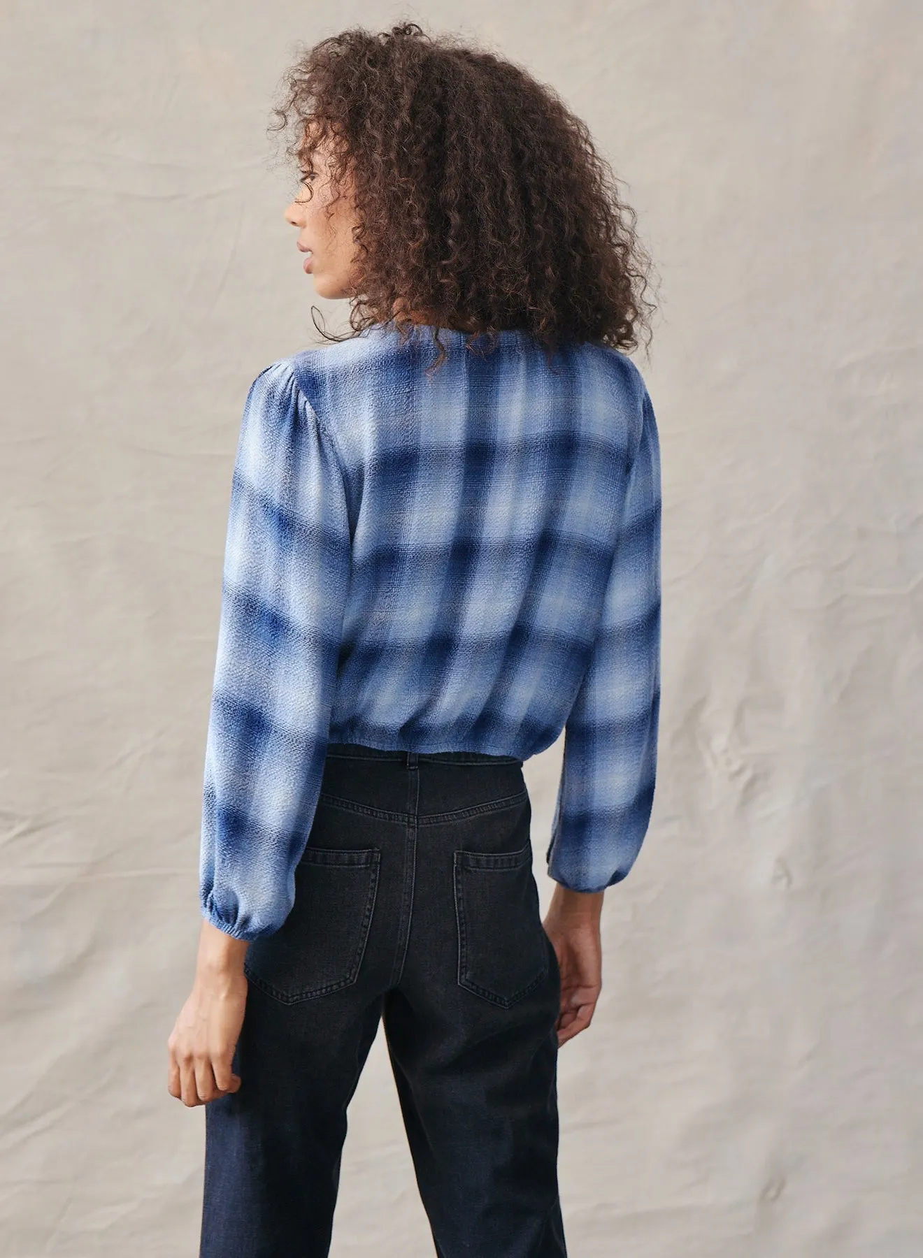 Elastic Shirred Top - Indigo Heather Plaid sold by Bella Dahl product image thumbnail 2