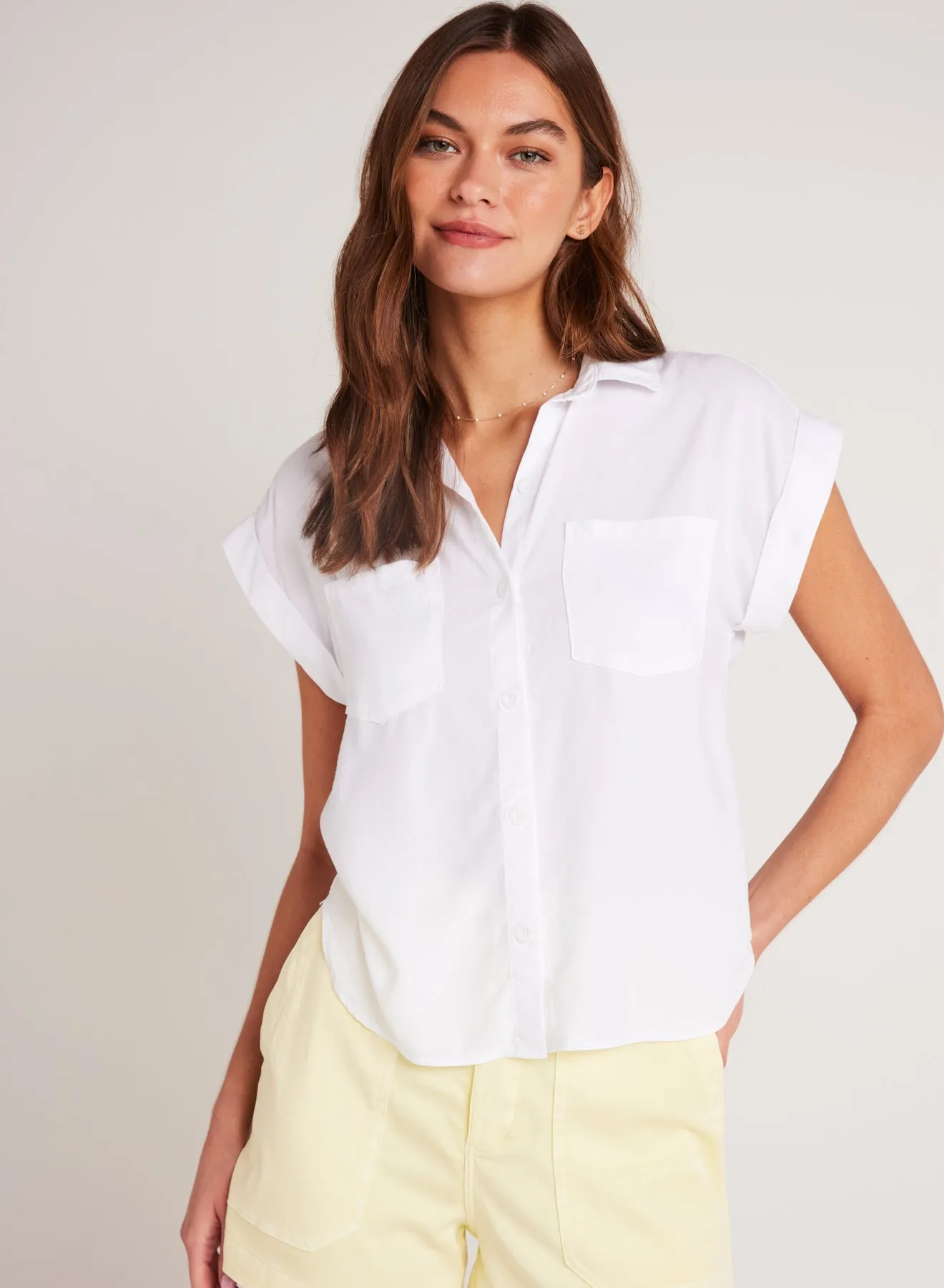 Two Pocket Short Sleeve Shirt - White sold by Bella Dahl