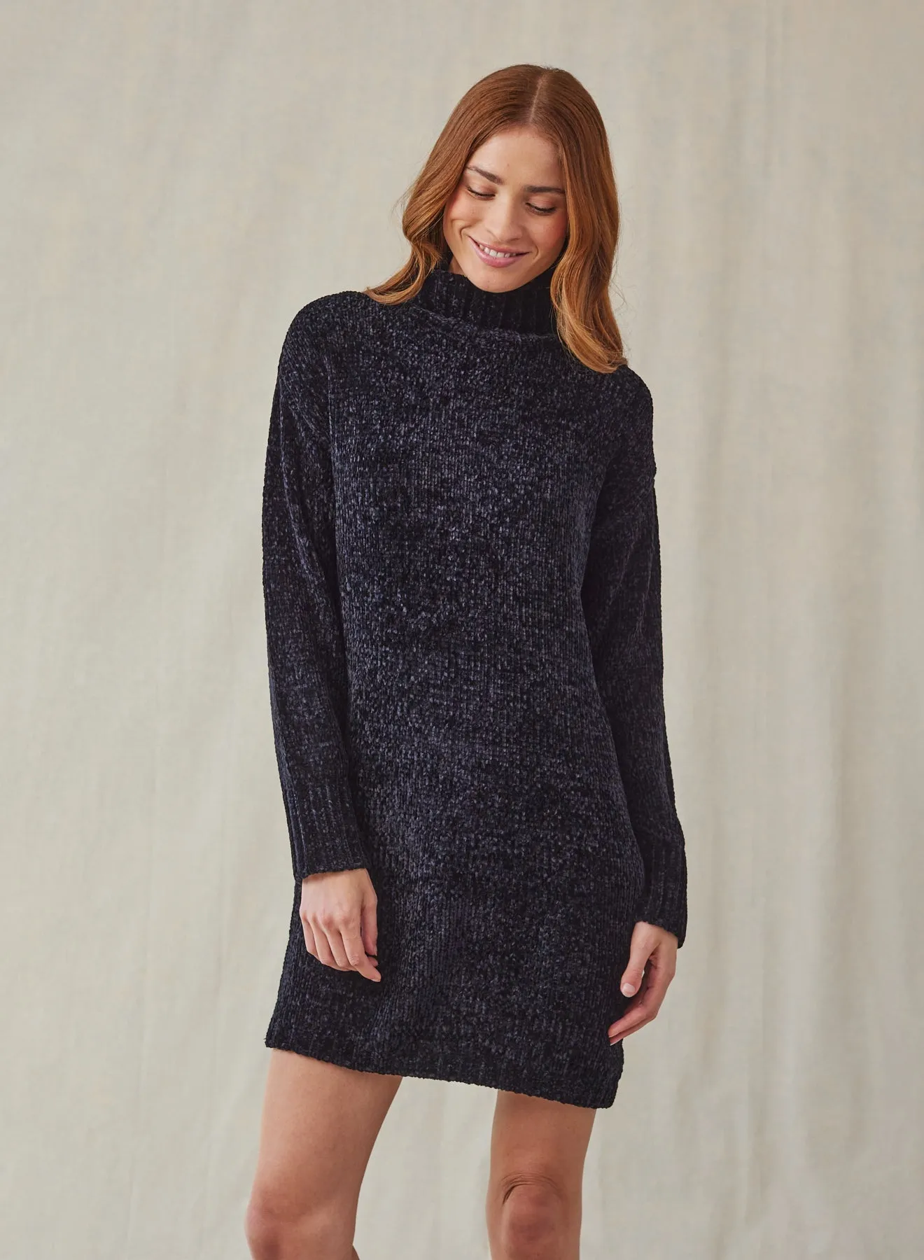 Turtle Neck Chenille Sweater Dress - Galaxy Smoke sold by Bella Dahl
