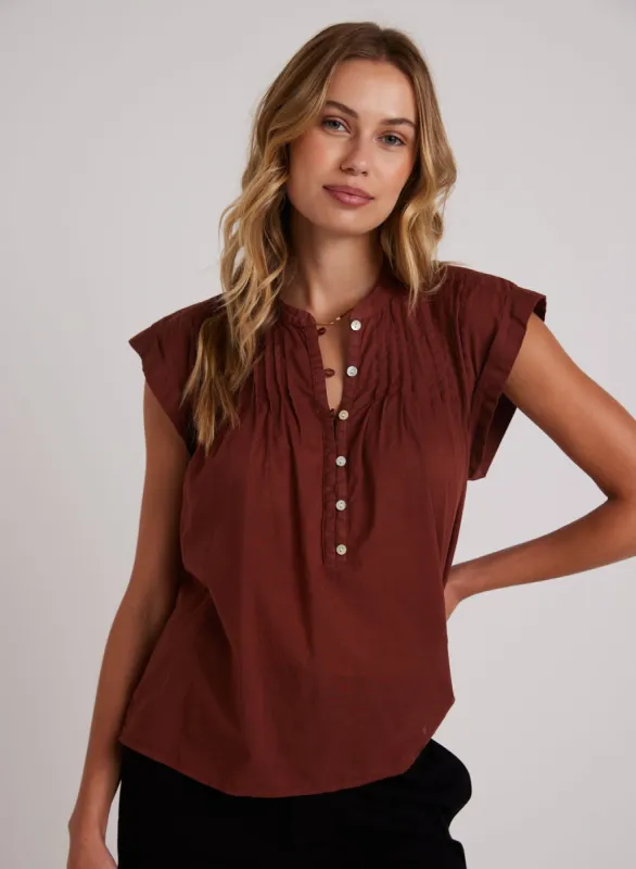 Short Sleeve Pintuck Pullover - Cherry Mahogany sold by Bella Dahl