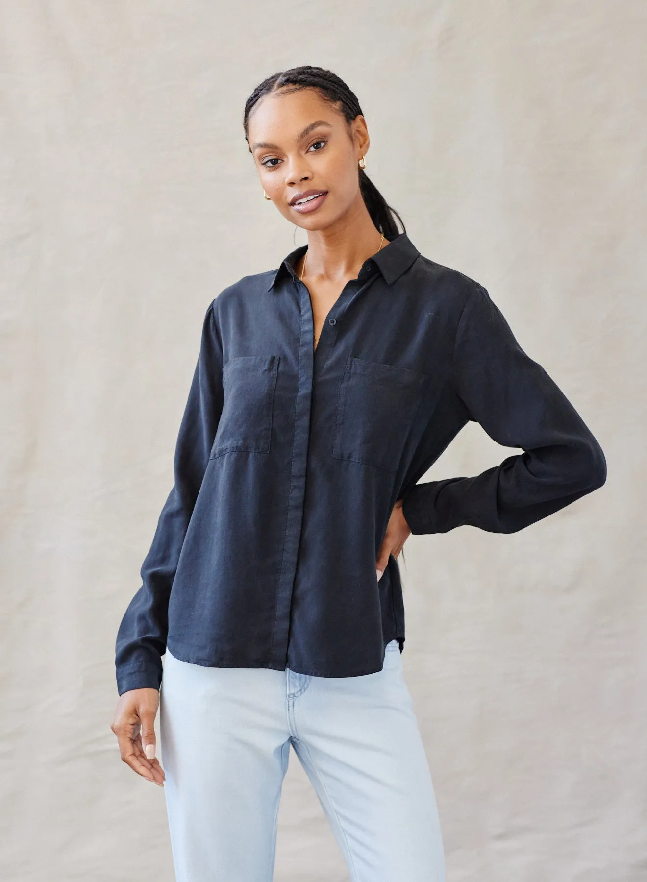 Two Pocket Classic Button Down - Vintage Black sold by Bella Dahl