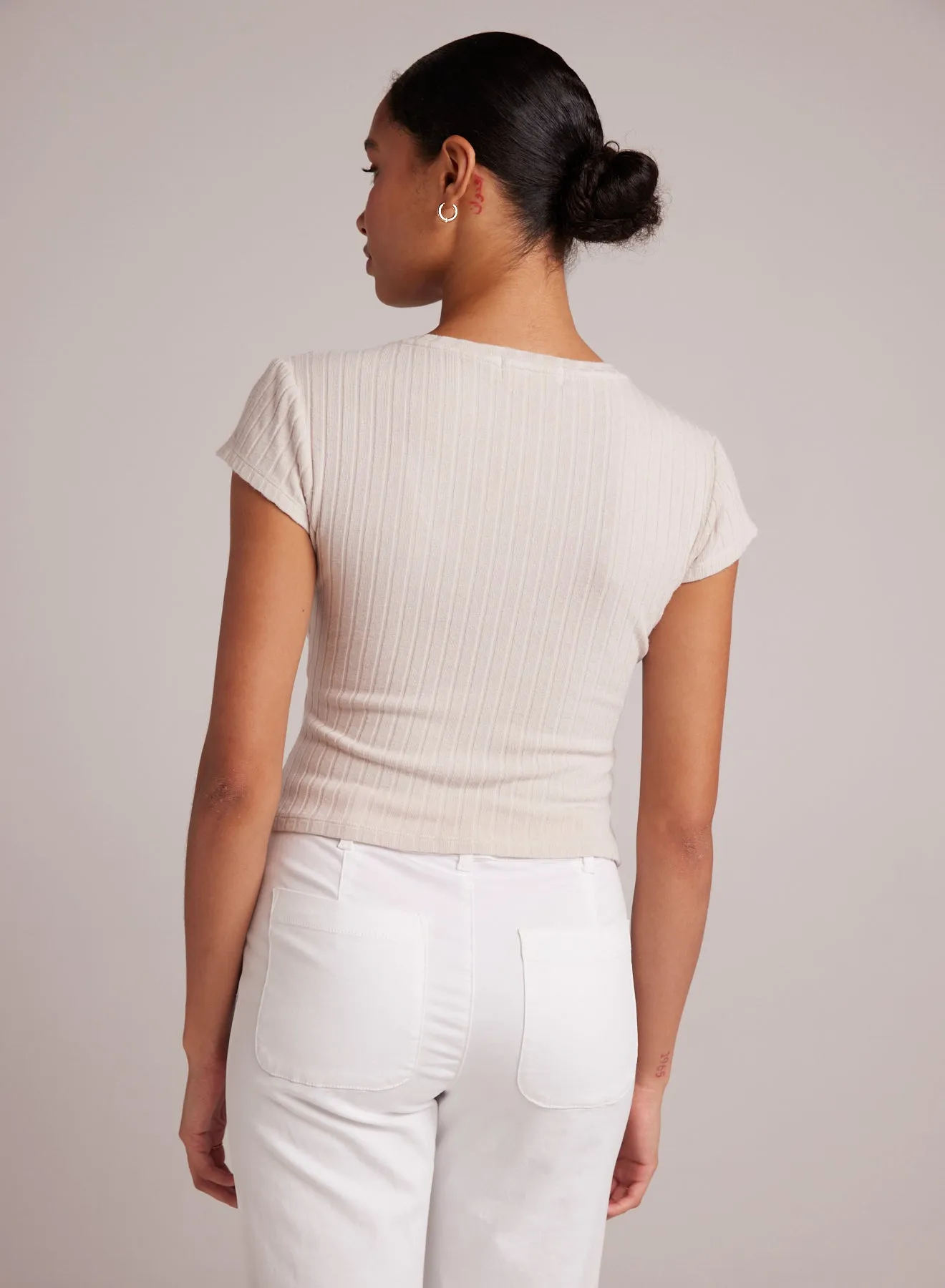 Cropped Scoop Neck Tee - Khaki Stone sold by Bella Dahl product image thumbnail 2