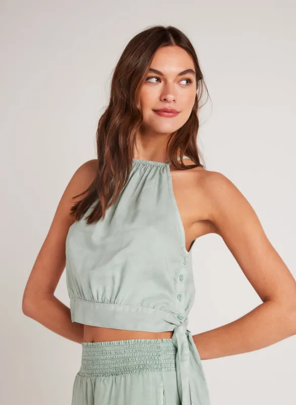 Cropped Side Tie Halter - Oasis Green sold by Bella Dahl