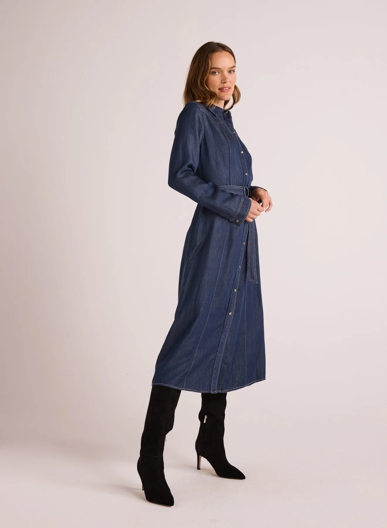Western Yoke Midi Dress - Dark Denim sold by Bella Dahl product image thumbnail 3