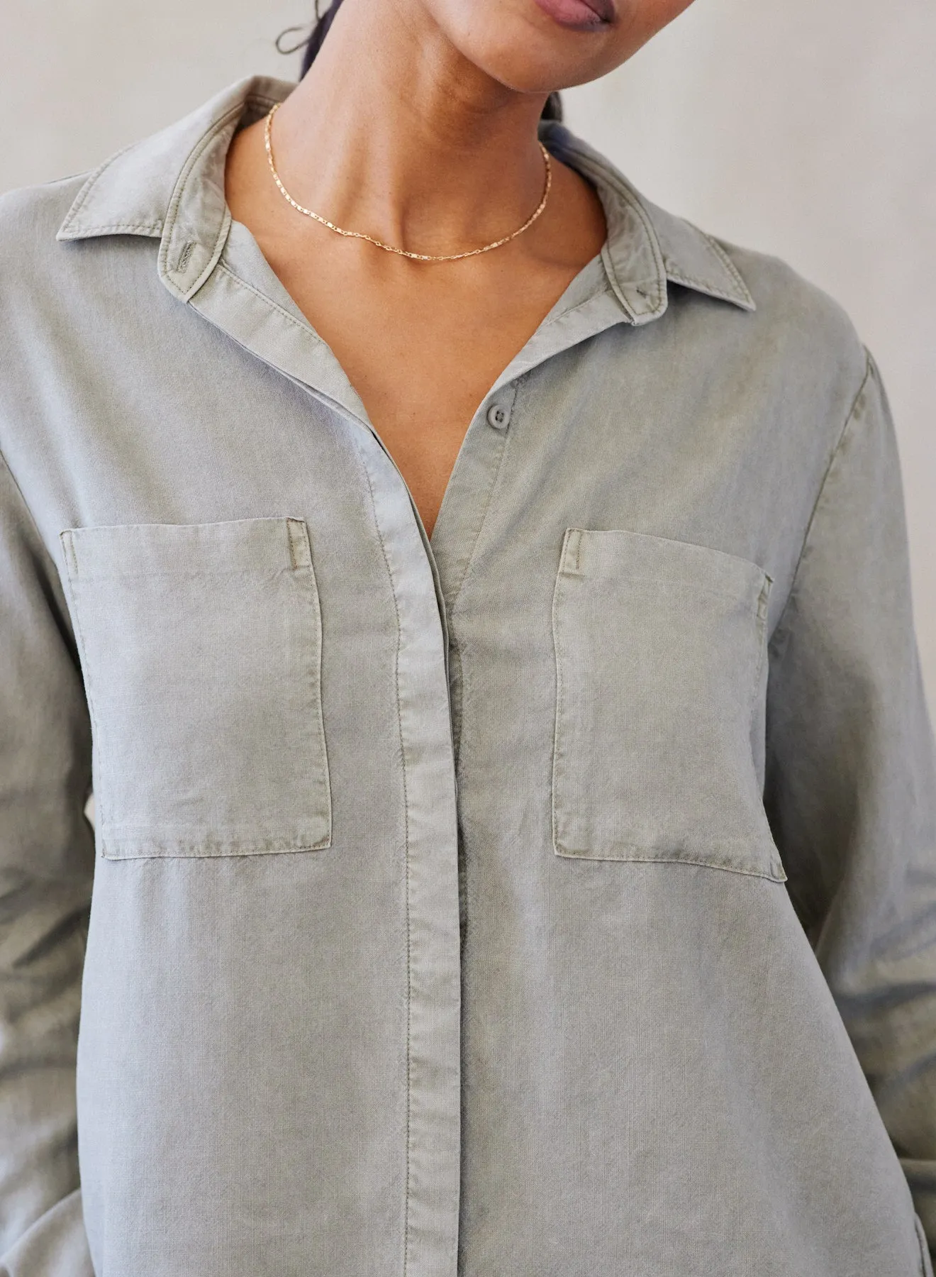 Two Pocket Classic Button Down - Soft Army sold by Bella Dahl product image thumbnail 4