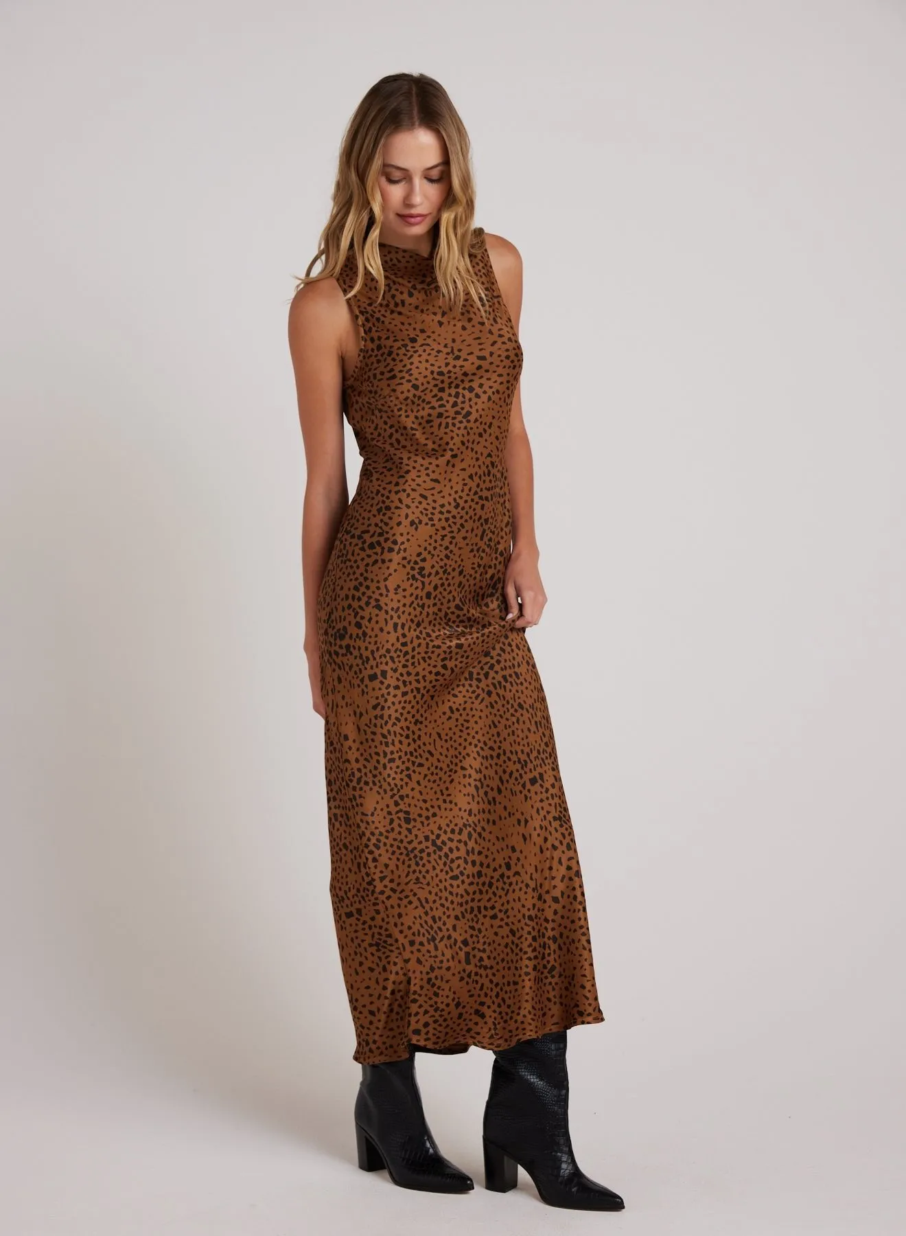 Mock Neck Halter Dress - Bronzed Maple sold by Bella Dahl