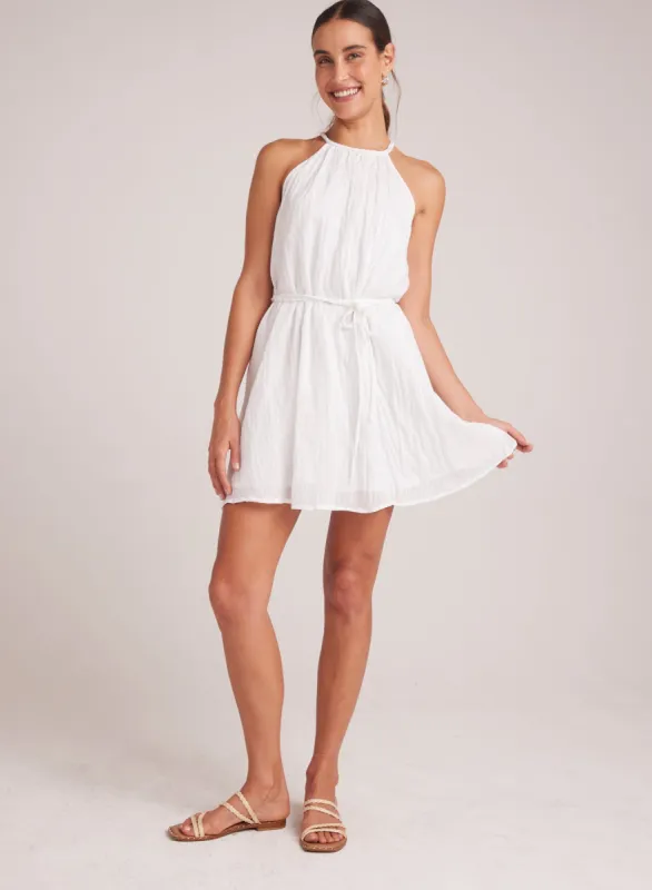 Gathered Halter Dress With Braided Belt - White sold by Bella Dahl