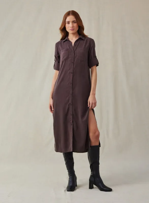 Western Yoke Duster Dress - Chestnut Brown sold by Bella Dahl