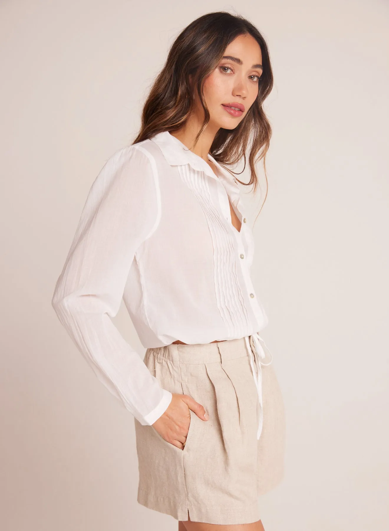 Pintuck Crop Button Down - White sold by Bella Dahl product image thumbnail 3