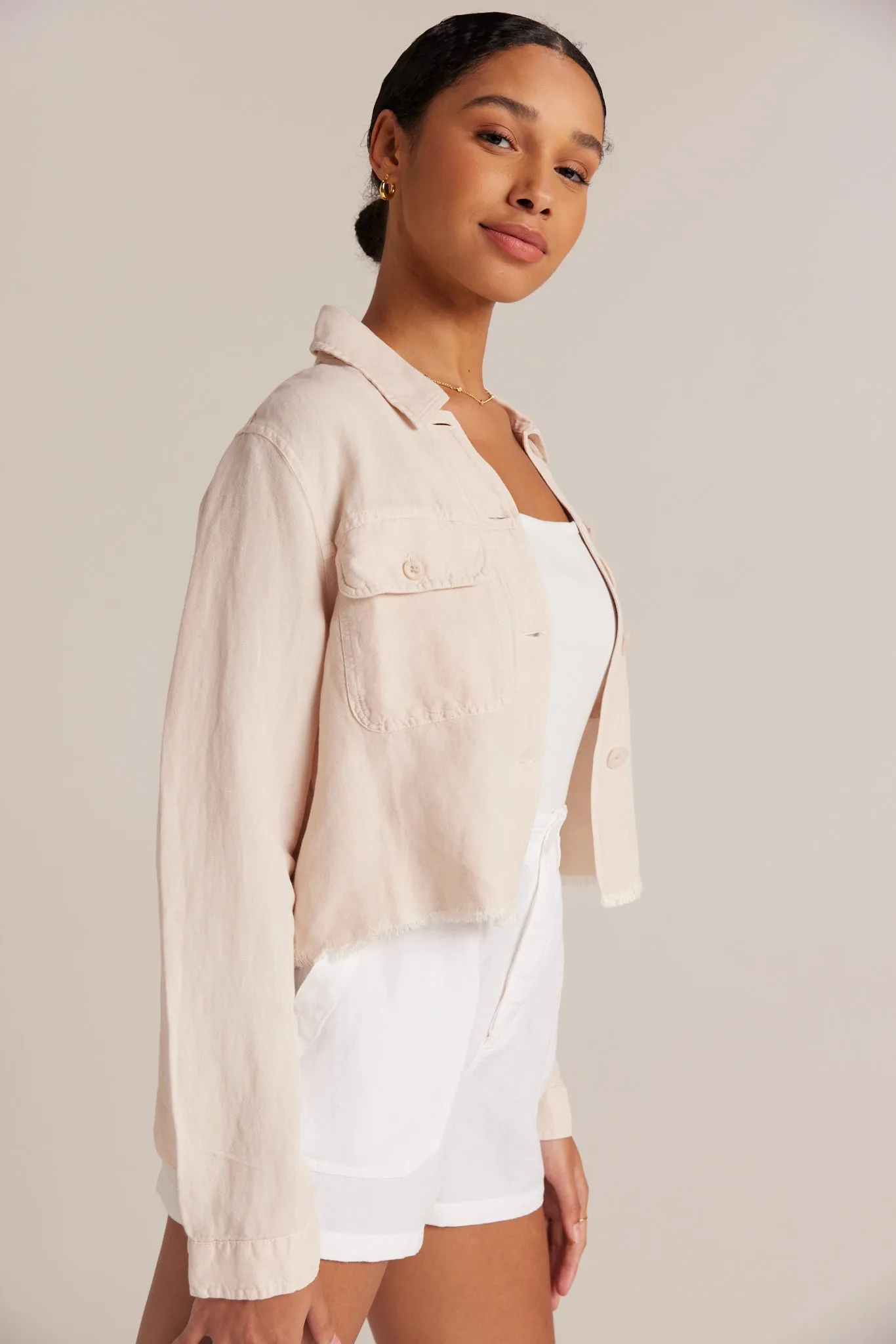 Lily Frayed Hem Jacket - Sand Khaki sold by Bella Dahl product image thumbnail 3