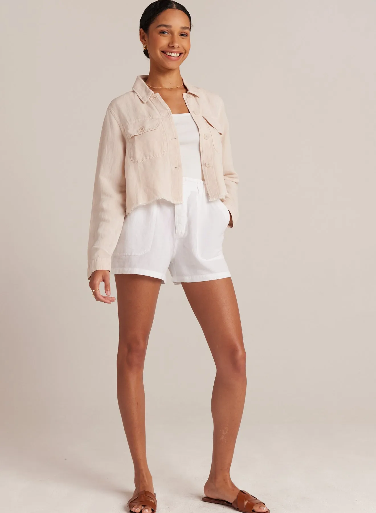 Lily Frayed Hem Jacket - Sand Khaki sold by Bella Dahl product image thumbnail 4
